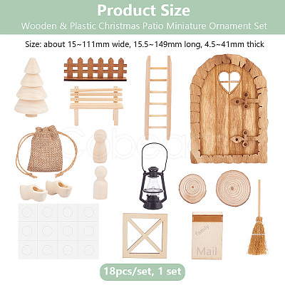 Wooden & Plastic Christmas Patio Miniature Ornament Set DIY-WH0021-62-1