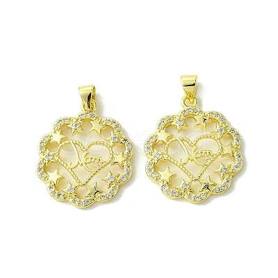 Mother's Day Brass Micro Pave Cubic Zirconia Pendants KK-H472-07G-04-1