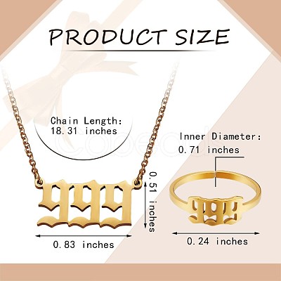 Angel Number Pendant Necklace & Open Cuff Ring JX203A-1