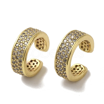 Rack Plating Brass Micro Pave Cubic Zirconia Cuff Earrings EJEW-R162-45G-1