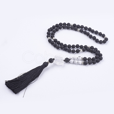 Natural Howlite and Gemstone Beaded Necklaces NJEW-JN02116-1