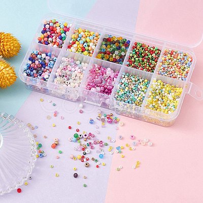 100G 10 Style Opaque & Transparent & Metallic Colours & Silver Lined & Frosted Glass Seed Beads SEED-YW0002-43-1