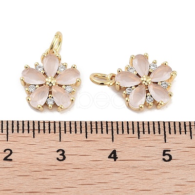 Brass Micro Pave Cubic Zirconia Charms KK-C051-01G-02-1