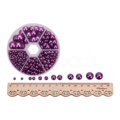 PandaHall Elite Medium Orchid Imitation Pearl Beads Assorted Mixed Sizes 4-12mm Flat Back Pearl Cabochons SACR-PH0001-47-1