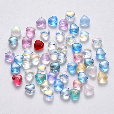 Transparent Spray Painted Glass Beads GLAA-R211-02-1