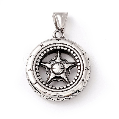 Tibetan Style 304 Stainless Steel Pendants STAS-P305-56AS-1