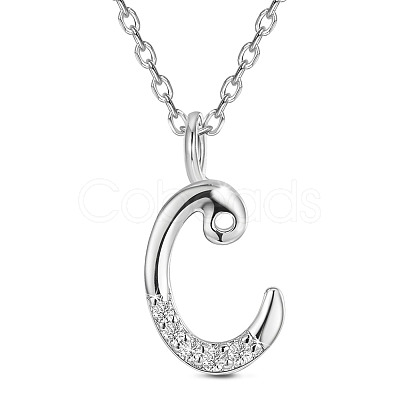 SHEGRACE 925 Sterling Silver Initial Pendant Necklaces JN899A-1