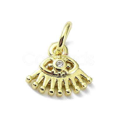 Eye Theme Brass Micro Pave Cubic Zirconia Charms KK-H475-58G-08-1