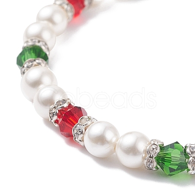 Shell Pearl & Glass Beaded Bracelet BJEW-TA00096-1