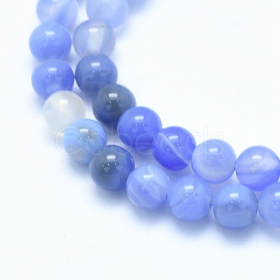 Natural Blue Chalcedony Beads Strands X-G-G765-30-6mm-1