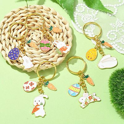 Easter Egg & Rabbit & Carrot Alloy Enamel Pendant Keychain KEYC-JKC00580-1