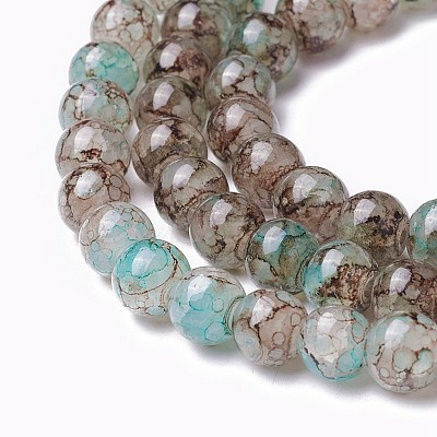 Spray Painted Glass Beads Strands GLAA-A038-C-48-1