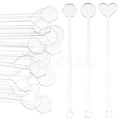 Nbeads 30Pcs 3 Style Transparent Acrylic Stirring Rods TACR-NB0001-30B-1