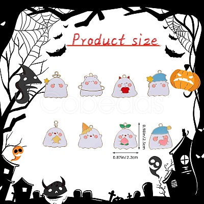 24Pcs 8 Style Halloween Theme Alloy Enamel Pendants ENAM-SZ0004-24-1