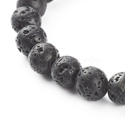 Natural Lava Rock Round Beads Essential Oil Anxiety Aromatherapy Bracelets X1-BJEW-JB06921-1