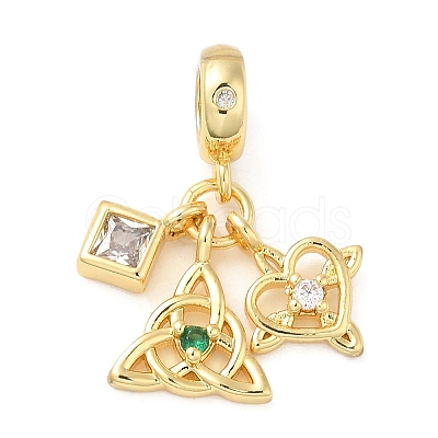 Rack Plating Brass with Cubic Zirconia Pendants KK-Q784-21G-1