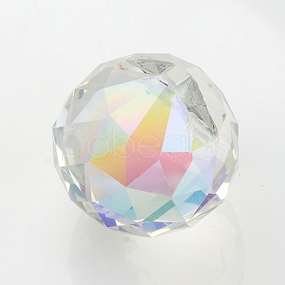 Faceted Round Glass Pendants GLAA-O008-F03-1