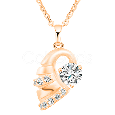 Exquisite Conch Shape Brass Cubic Zirconia Pendant Necklaces NJEW-EE0001-17G-1