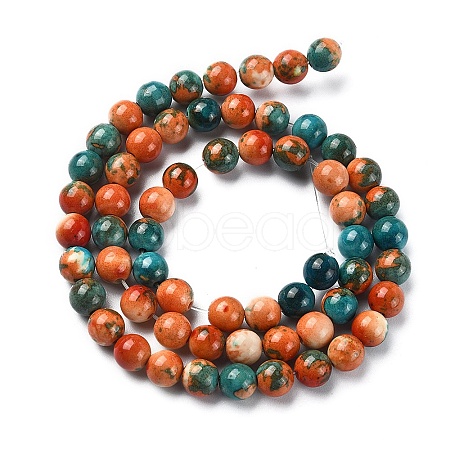 Synthetic Ocean White Jade Round Beads Strands G-YW0001-42B-1