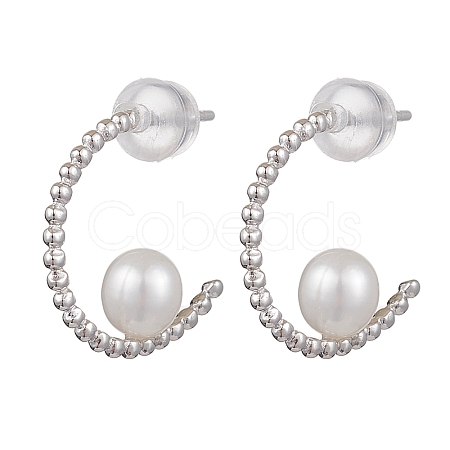 Natural Pearl Ear Studs EJEW-P286-04P-1