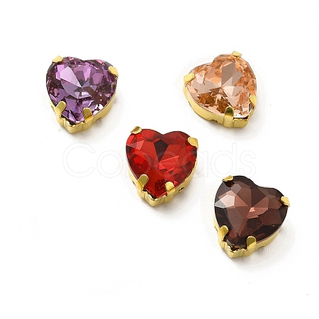 Heart Shaped Sew on Rhinestone GLAA-C024-15D-1