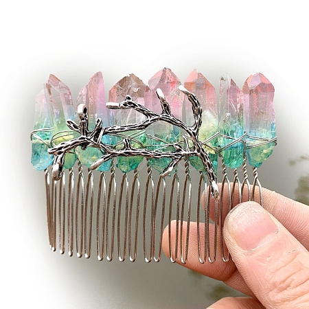 Natural Crystal Hair Combs PW-WGC6E88-13-1