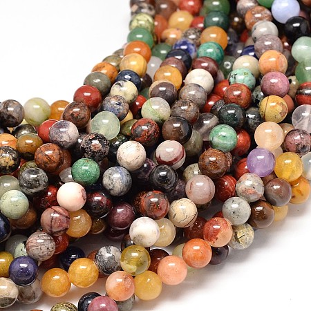 Natural Mixed Stone Bead Strands X-G-P075-31-10mm-1