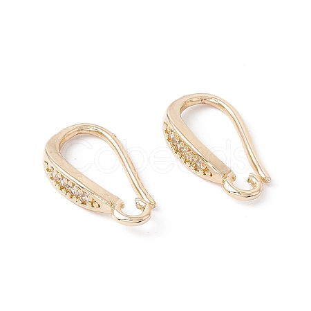 Brass Micro Pave Clear Cubic Zirconia Ear Hooks ZIRC-P100-05G-02-1