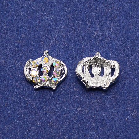 Crown Alloy Rhinestone Nail Art Cabochons MRMJ-WH0075-22-1