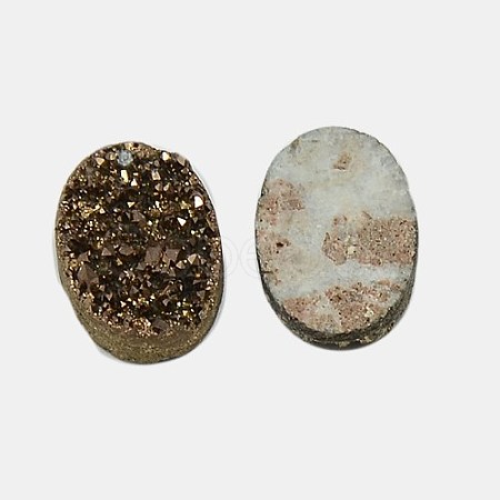 Electroplate Natural Druzy Crystal Cabochons G-L048-16x12mm-09-1