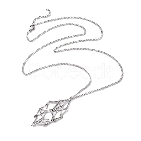 Stainless Steel Macrame Pouch Empty Stone Holder for Necklace Makings NJEW-JN04821-02-1