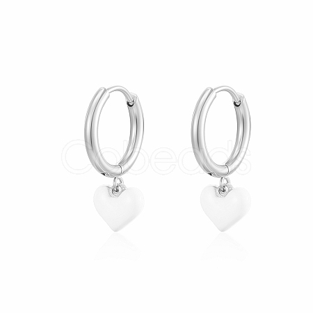 Stainless Steel Heart Hoop Earrings for Women VW3675-2-1