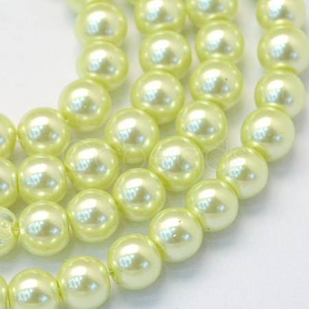 Baking Painted Pearlized Glass Pearl Round Bead Strands HY-Q330-8mm-46-1