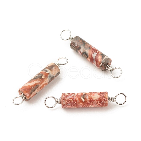 Natural Leopard Skin Jasper Connector Charms PALLOY-JF01574-04-1