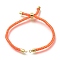 Braided Cotton Cord Slider Bracelet Making, with Rack Plating Brass Findings, Real 18K Gold Plated, Light Salmon, 8-5/8x1/8 inch(22x0.3cm), Hole: 2mm