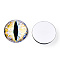 Glass Cabochons, Half Round with Evil Eye, Vertical Pupil, Champagne Yellow, 20x6.5mm