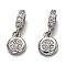 Brass Micro Pave Clear Cubic Zirconia European Dangle Charms, Large Hole Pendants, Long-Lasting Plated, Flat Round, Platinum, 18mm, Flat Round: 10x7.5x2mm, Hole: 5x3mm