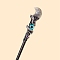 Evil Eyes Style Natural Labradorite Magic Wand, for Witches and Wizards, with Wooden Handles, Moon with Snake, 280x30mm