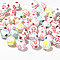 Plating Acrylic Beads, Round with Cross, Colorful, 8mm, 1800pcs/bag