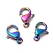 Ion Plating(IP) 304 Stainless Steel Lobster Claw Clasps, Parrot Trigger Clasps, Rainbow Color, 13x8x4mm, Hole: 1.5mm