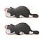 Alloy Enamel Pendants, Light Gold, Cat Charm, Black, 35x13x1.5mm, Hole: 1.5mm