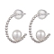 Natural Pearl Ear Studs, with Sterling Silver Findings, Round, Platinum, 23x5mm