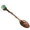 Alloy Coffee Tea Spoon, Natural Green Aventurine Heart Head Spoon, 130x20mm