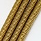 Electroplate Non-magnetic Synthetic Hematite Beads Strands, Frosted, Heishi Beads, Flat Round/Disc, Grade A, Golden Plated, 3x1mm, Hole: 1mm, about 400pcs/strand, 16 inch