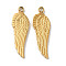 Manual Polishing 304 Stainless Steel Pendants, Wing Charm, Real 18K Gold Plated, 17x5.5x1.5mm, Hole: 1.2mm