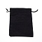 Rectangle Linen Craft Drawstring Bag, for Jewelry Wrapping, Black, 20x14.5x0.35cm