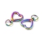 Alloy Swivel Clasps, Swivel Snap Hook Clasps for Jewelry Making, Heart, Rainbow Color, 41.5x26.5x6mm, Hole: 11x10mm