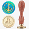 Wax Seal Stamp Set, Sealing Wax Stamp Solid Brass Head,  Wood Handle Retro Brass Stamp Kit Removable, for Envelopes Invitations, Gift Card, Anchor & Helm, 83x22mm, Stamps: 25x14.5mm