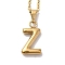 PVD Vacuum Plating 201 Stainless Steel Necklaces, Letter, Letter Z, 17.80 inch(45.2cm), Pendant: 23x9.5x3mm