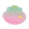 Acrylic Pendants, Gradient Color, Glitter Power, Shell Shape, 32x37x2mm, Hole: 2mm